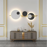 Applique murale LED ronde en métal blanc ou noir, 220V, 120 cm, avec gradation variable – éclairage décoratif pour hall, foyer, bureau ou salle à manger