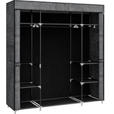 Armoire portable en tissu non tissé – 162 x 43 x 175 cm, 3 porte-vêtements avec housse zippée, couleur noire, pour chambre à coucher
